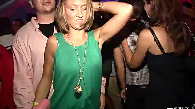 Ambitious dame with nice ass dancing seductively in the club party