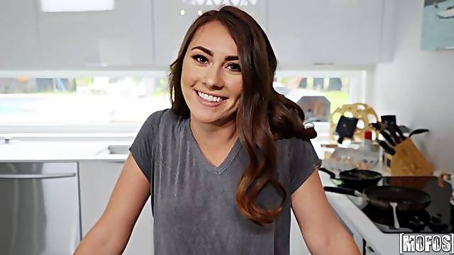 Stunning angel with trimmed pussy Mackenzie Mace rides on dick in POV