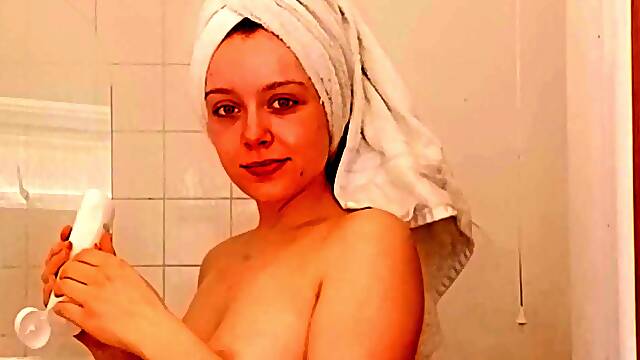 Curly Blonde Teen Records Solo Dildo Masturbation