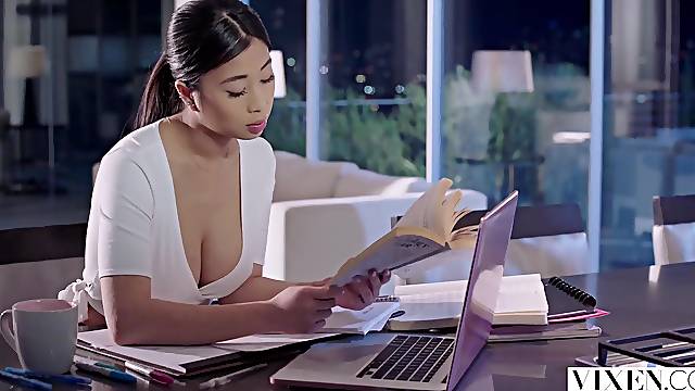 Buxom Asian Jade Kush allows neighbor to stretch her wet cunt - Vixen