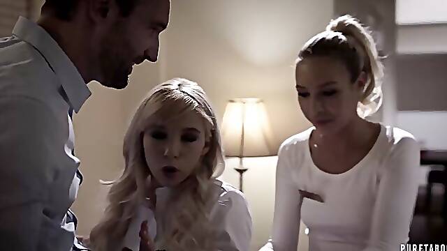 Kenzie Reeves and Carmen Caliente can not hold back from giving blowjobs to their friend