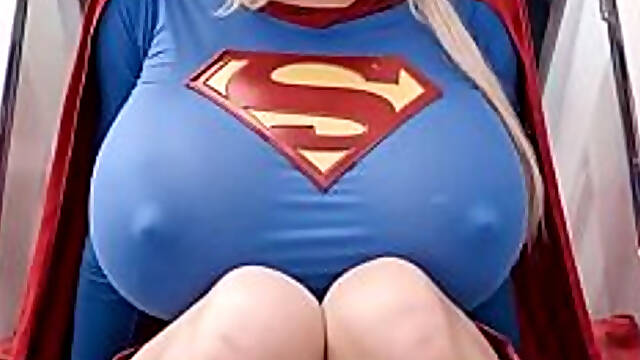 3D AI HQ Solo POV Breast Expansion Big tits Blonde Superman cosplay wSound added