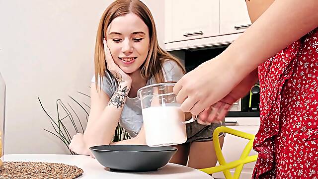 Skinny brunette Jessica uses a vibrator in lesbian sex