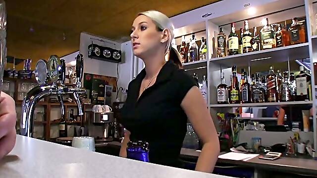 Blonde Bartender Babe Sucking And Fucking For Money With A Stranger