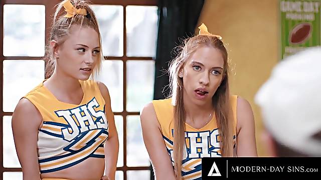 MODERN-DAY SINS - Teen Cheerleaders Kyler Quinn and Khloe Kapri CUM EXCHANGE Their Trainers LARGE LOAD!