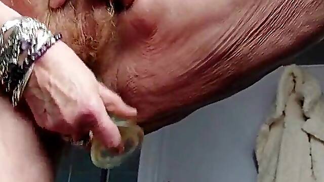 Grandma bangs twat with sextoy