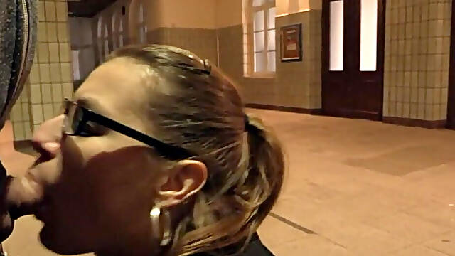 Short Blowjob with Hot Nylons in the Train Station