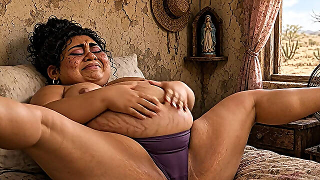 9 Months Pregnant with Stretch Marks Has Uncontrollable Orgasms in Bed